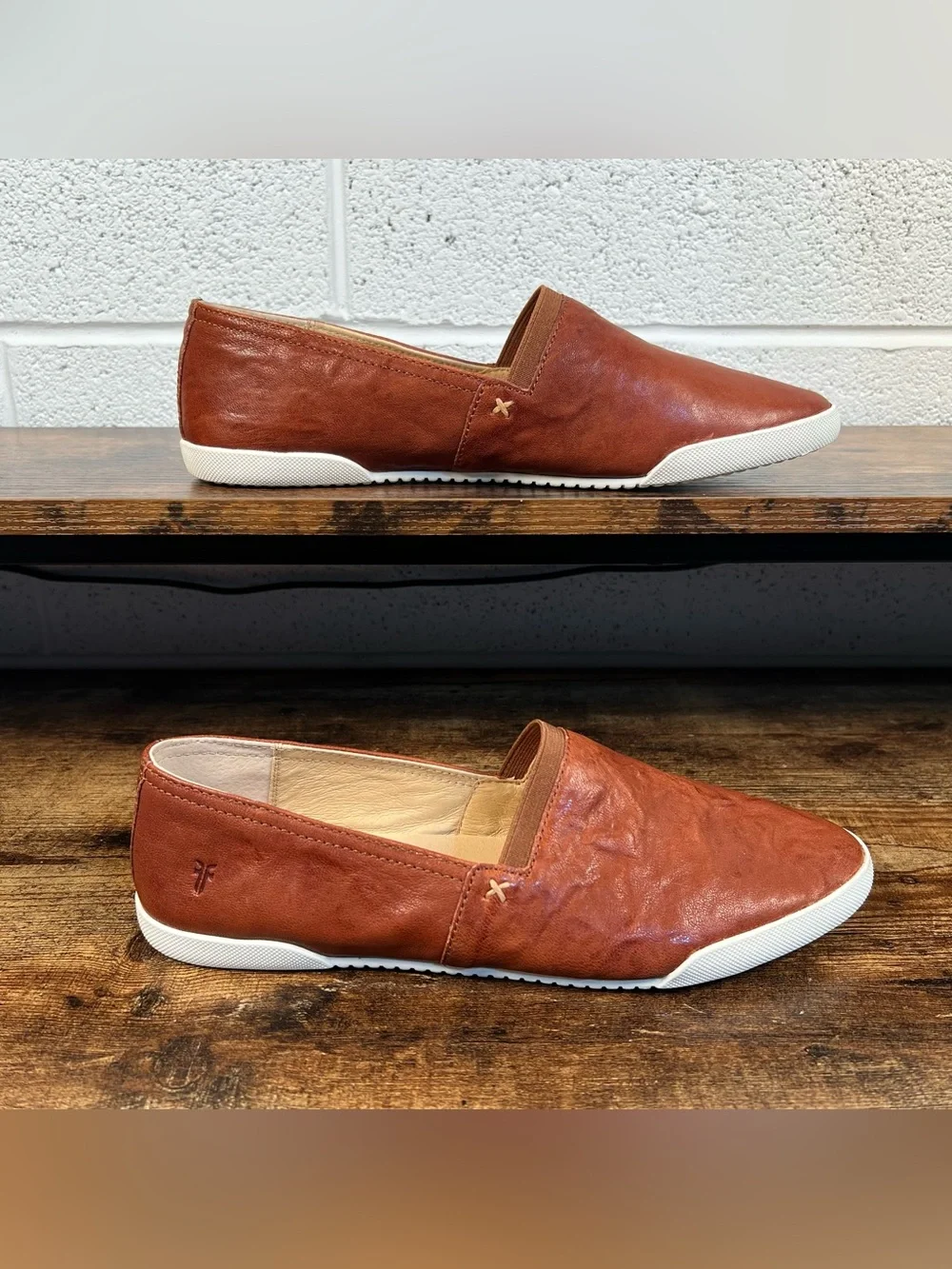 Frye Leather Loafers Melanie Flats Slip On Brown Casual Shoes Women's 10
